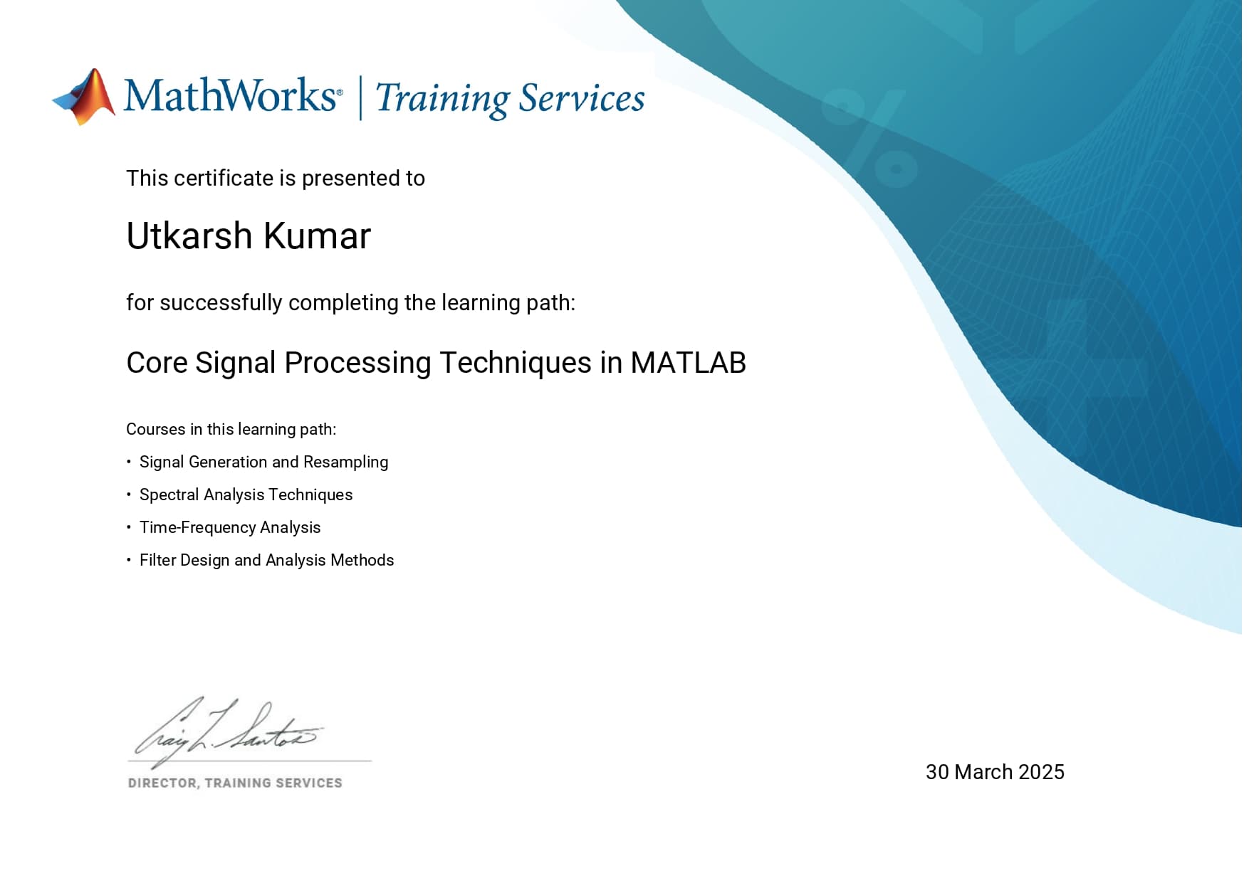 Core Signal Processing Techniques in MATLAB
